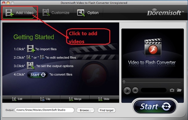 Add Video to Convert to SWF